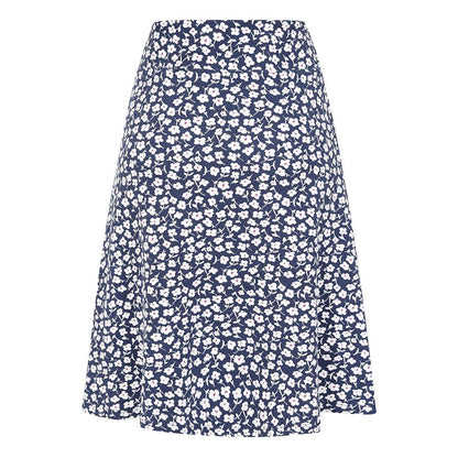 Blue-White - Back - Lazy Jacks Womens-Ladies Buttercups Jersey Midi Skirt