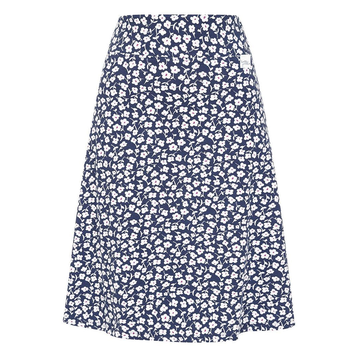 Blue-White - Front - Lazy Jacks Womens-Ladies Buttercups Jersey Midi Skirt