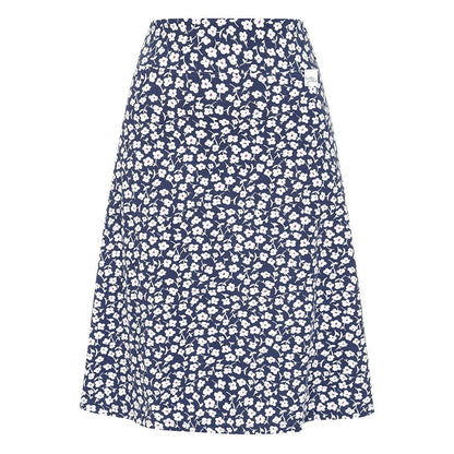 Blue-White - Front - Lazy Jacks Womens-Ladies Buttercups Jersey Midi Skirt
