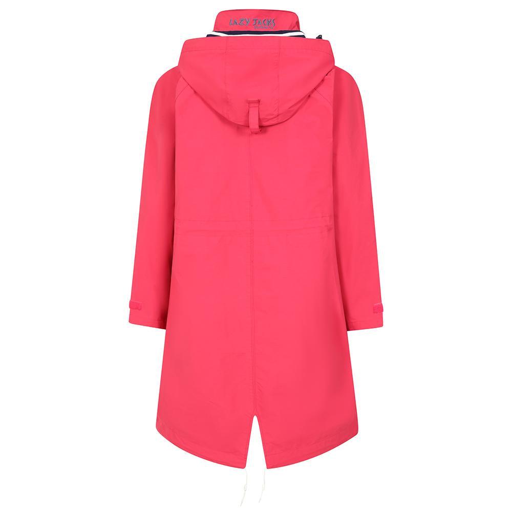 Lipstick Pink - Back - Lazy Jacks Womens-Ladies Long Length Waterproof Jacket