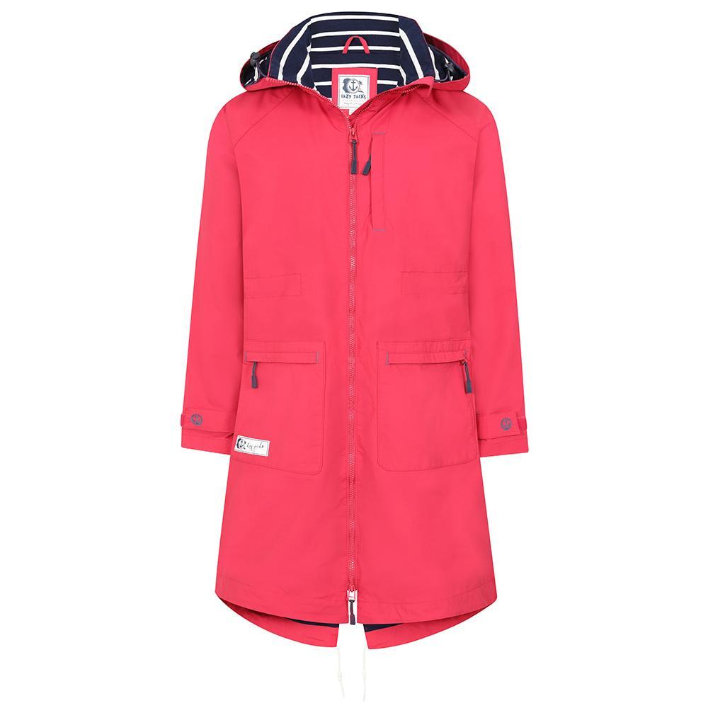 Lipstick Pink - Front - Lazy Jacks Womens-Ladies Long Length Waterproof Jacket