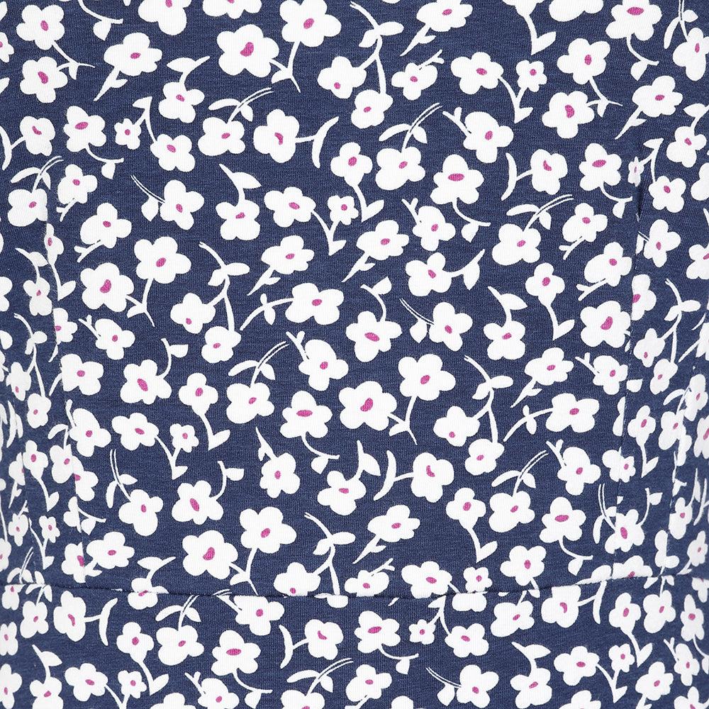 Blue-White - Pack Shot - Lazy Jacks Womens-Ladies Buttercups Tie Back Long-Sleeved Midi Dress