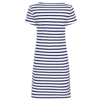 Marine - Lifestyle - Lazy Jacks Womens-Ladies Striped T-Shirt Dress