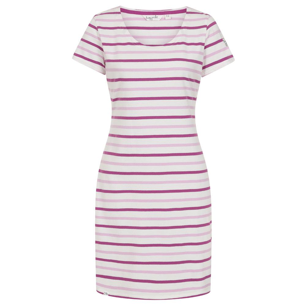 Pink - Back - Lazy Jacks Womens-Ladies Striped T-Shirt Dress