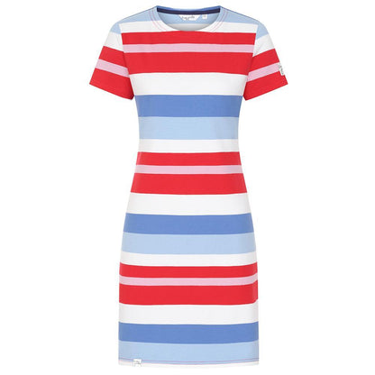 Red - Back - Lazy Jacks Womens-Ladies Striped T-Shirt Dress