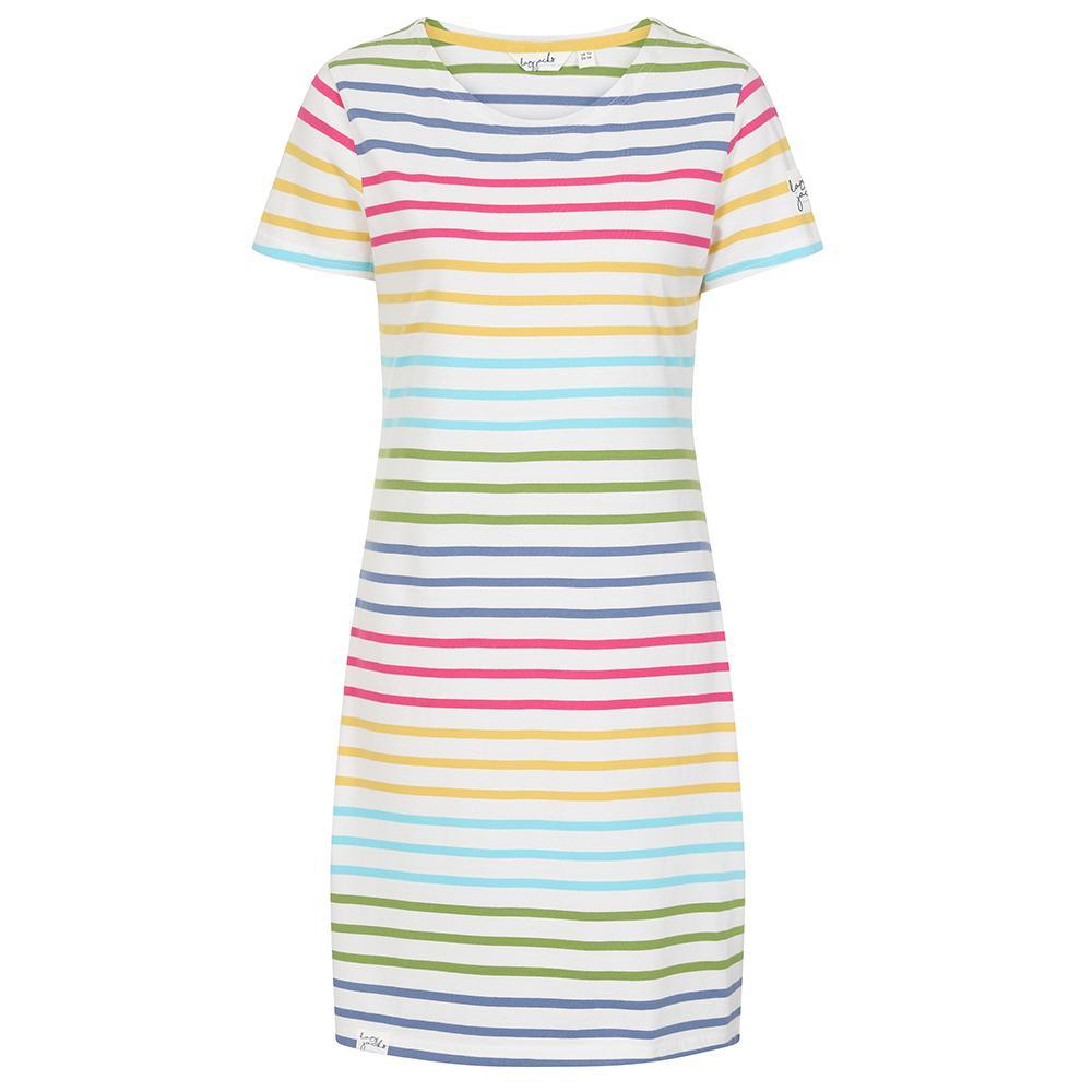 Rainbow - Front - Lazy Jacks Womens-Ladies Striped T-Shirt Dress