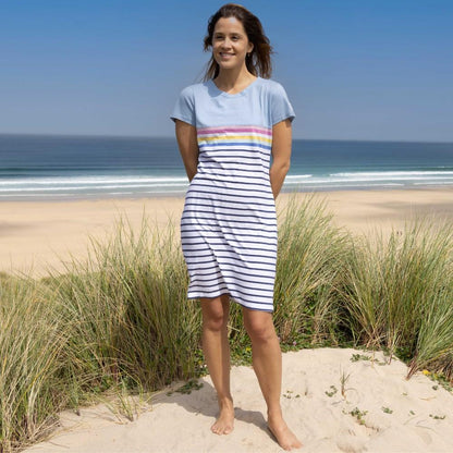 Sky - Back - Lazy Jacks Womens-Ladies Striped T-Shirt Dress