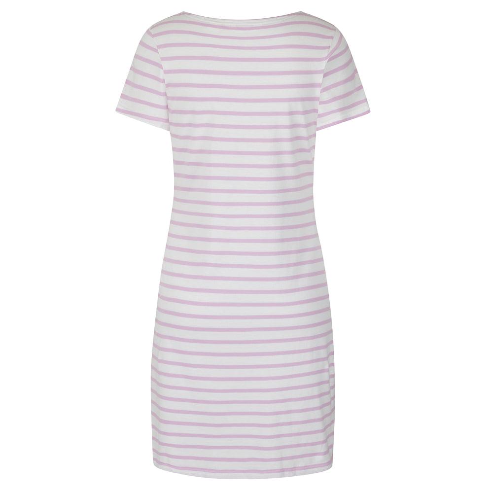 Chalk Pink - Side - Lazy Jacks Womens-Ladies Striped T-Shirt Dress