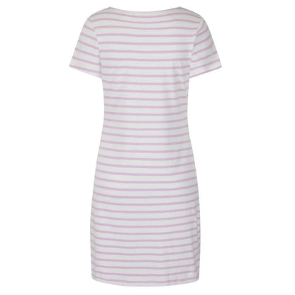 Chalk Pink - Side - Lazy Jacks Womens-Ladies Striped T-Shirt Dress