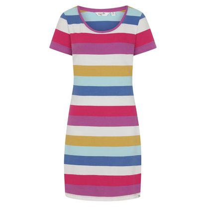 Multicoloured - Back - Lazy Jacks Womens-Ladies Striped T-Shirt Dress