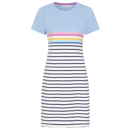 Sky - Front - Lazy Jacks Womens-Ladies Striped T-Shirt Dress