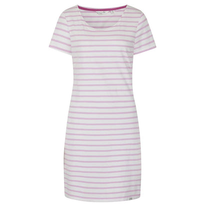 Chalk Pink - Front - Lazy Jacks Womens-Ladies Striped T-Shirt Dress