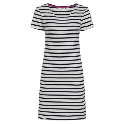 Marine - Back - Lazy Jacks Womens-Ladies Striped T-Shirt Dress