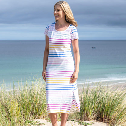 Rainbow - Back - Lazy Jacks Womens-Ladies Long T-Shirt Dress