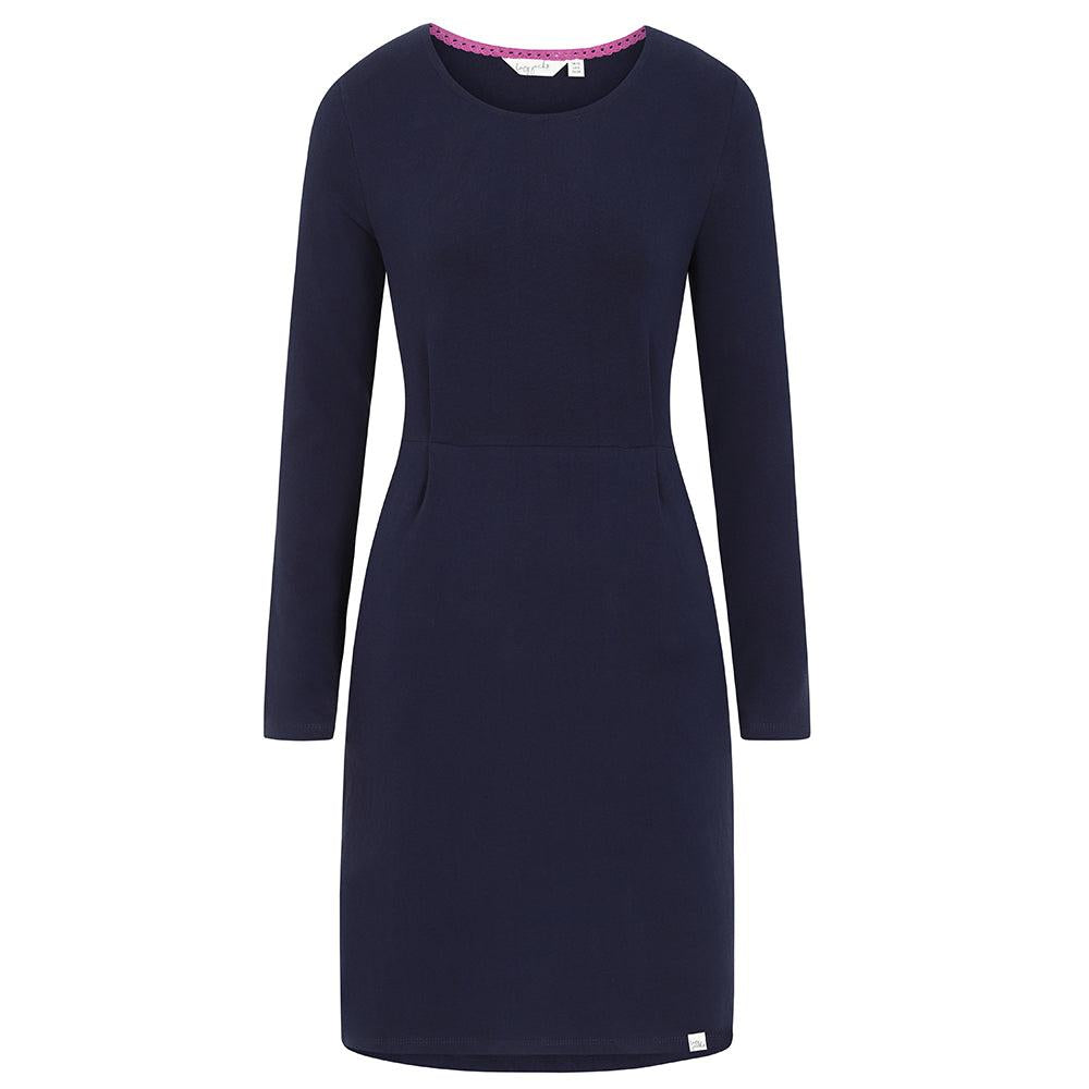 Marine - Back - Lazy Jacks Womens-Ladies Pocket Long-Sleeved Dress