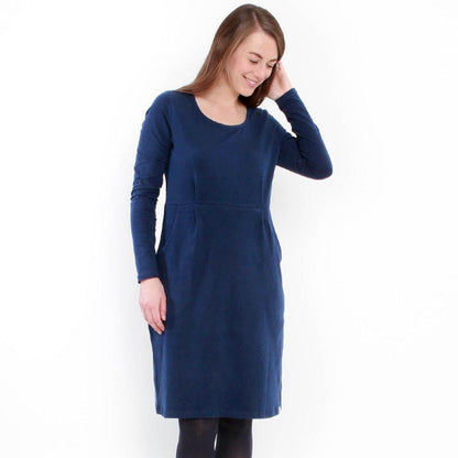 Marine - Front - Lazy Jacks Womens-Ladies Pocket Long-Sleeved Dress