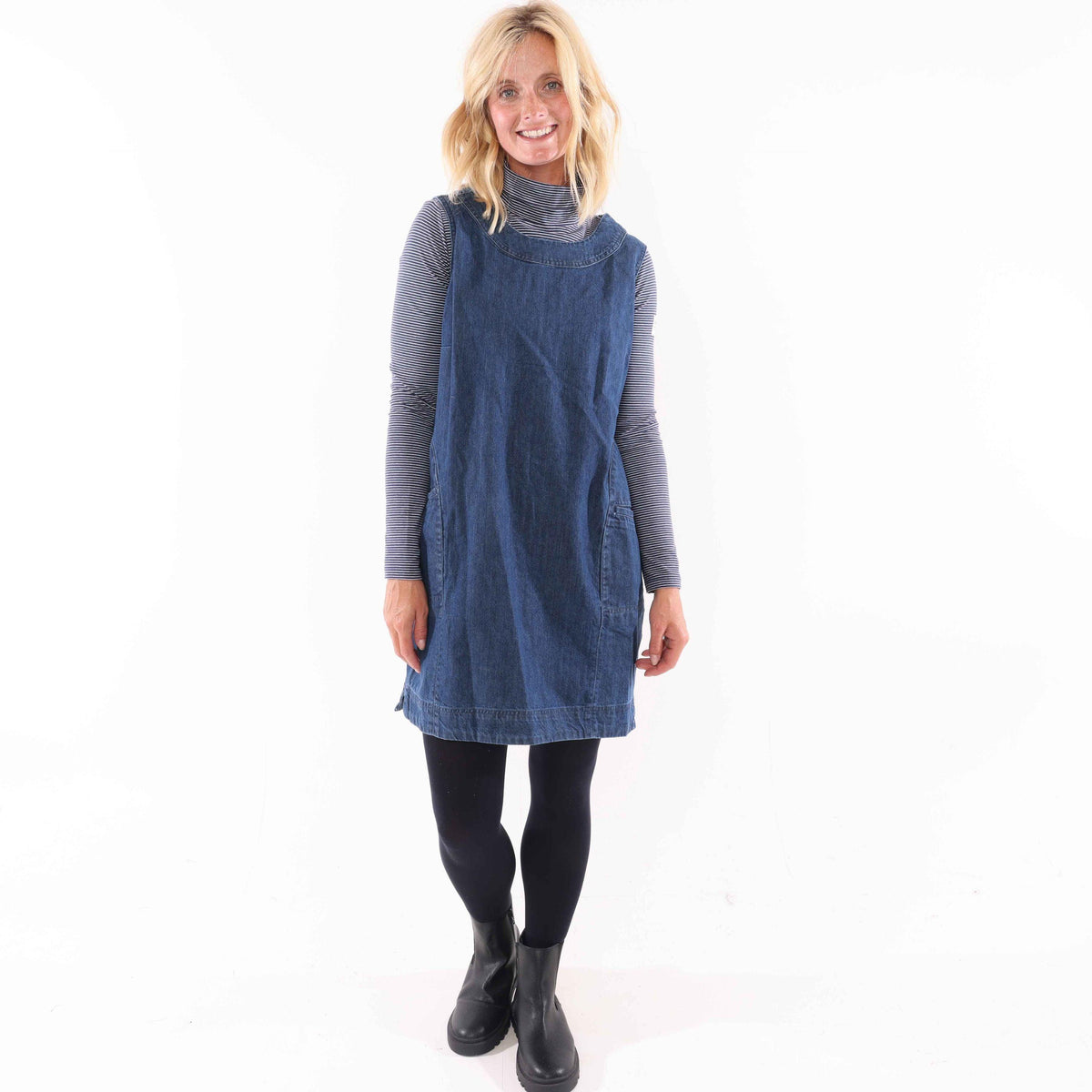 Denim - Side - Lazy Jacks Womens-Ladies Denim Dress