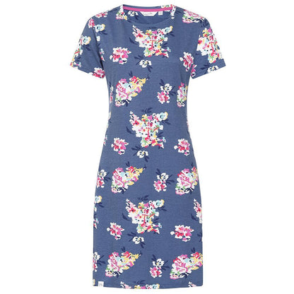 Marine-Marine - Front - Lazy Jacks Womens-Ladies Wildflower T-Shirt Dress
