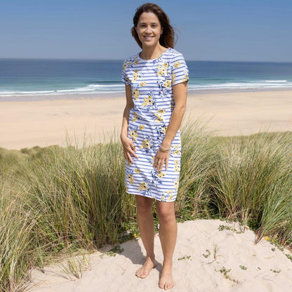 Blue - Front - Lazy Jacks Womens-Ladies Meadow T-Shirt Dress