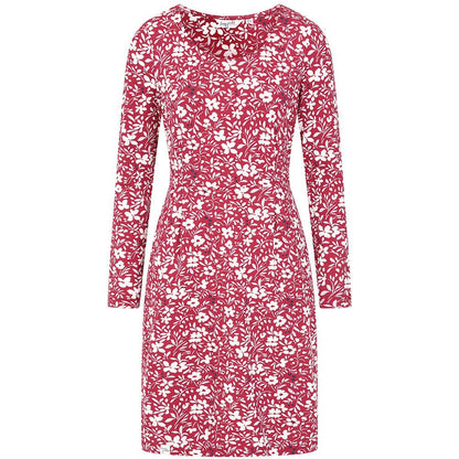 Red-White - Front - Lazy Jacks Womens-Ladies Petal Long-Sleeved Dress