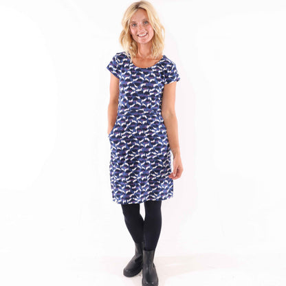 Blue - Side - Lazy Jacks Womens-Ladies Stem Capped Sleeved Dress