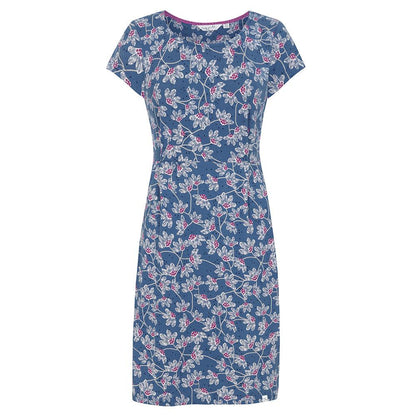 Blue - Back - Lazy Jacks Womens-Ladies Wildflower Capped Sleeved Dress