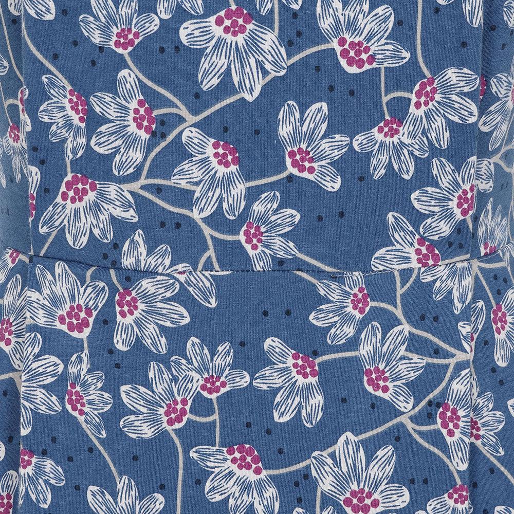 Blue - Side - Lazy Jacks Womens-Ladies Wildflower Capped Sleeved Dress