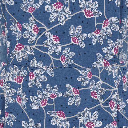 Blue - Side - Lazy Jacks Womens-Ladies Wildflower Capped Sleeved Dress