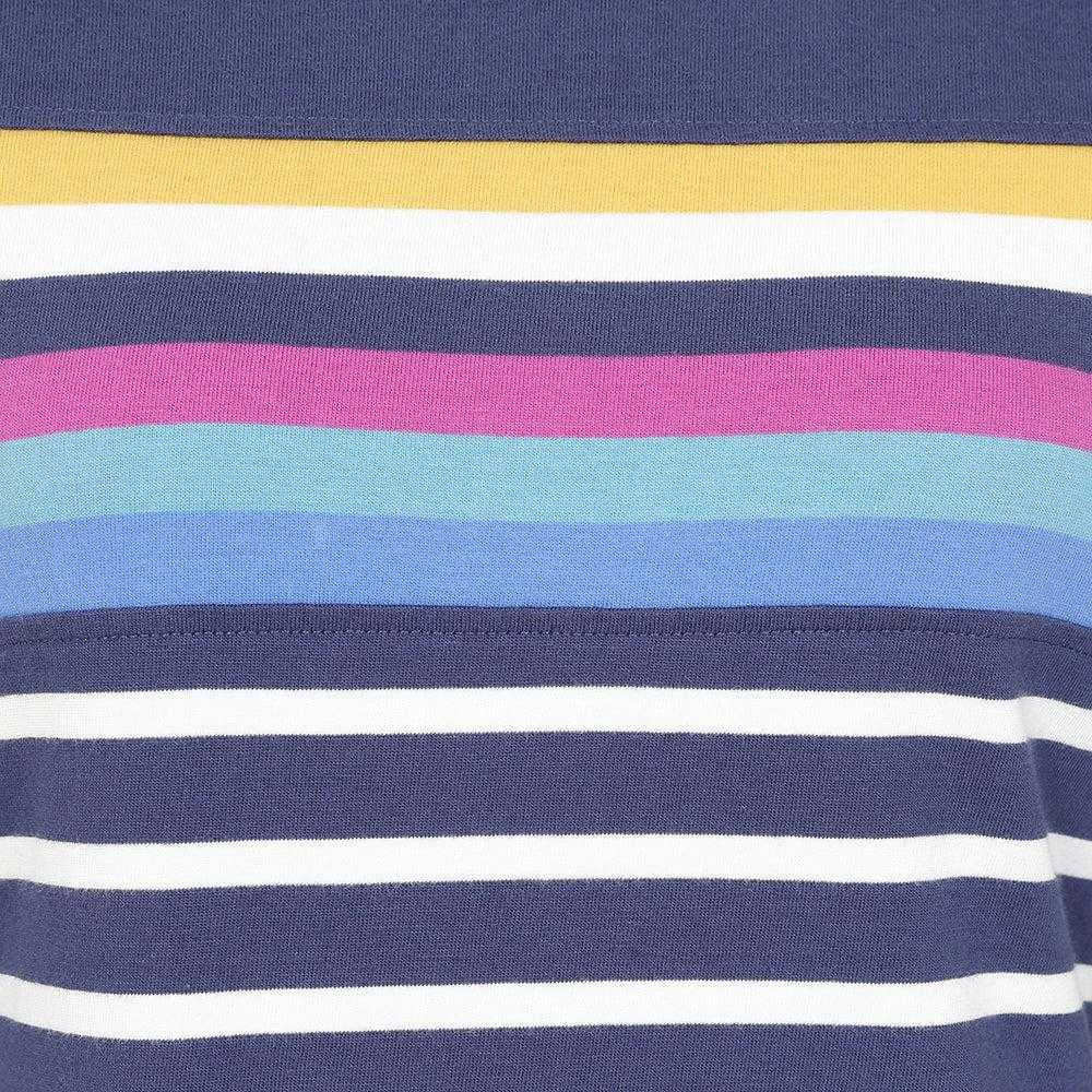 Blue - Side - Lazy Jacks Womens-Ladies Prism Stripes Long-Sleeved T-Shirt Dress
