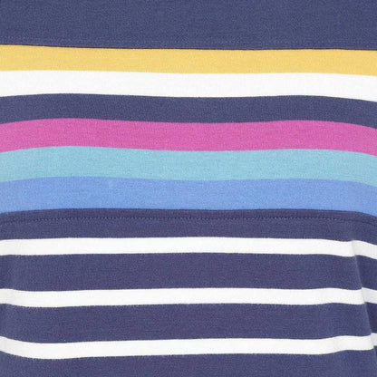 Blue - Side - Lazy Jacks Womens-Ladies Prism Stripes Long-Sleeved T-Shirt Dress