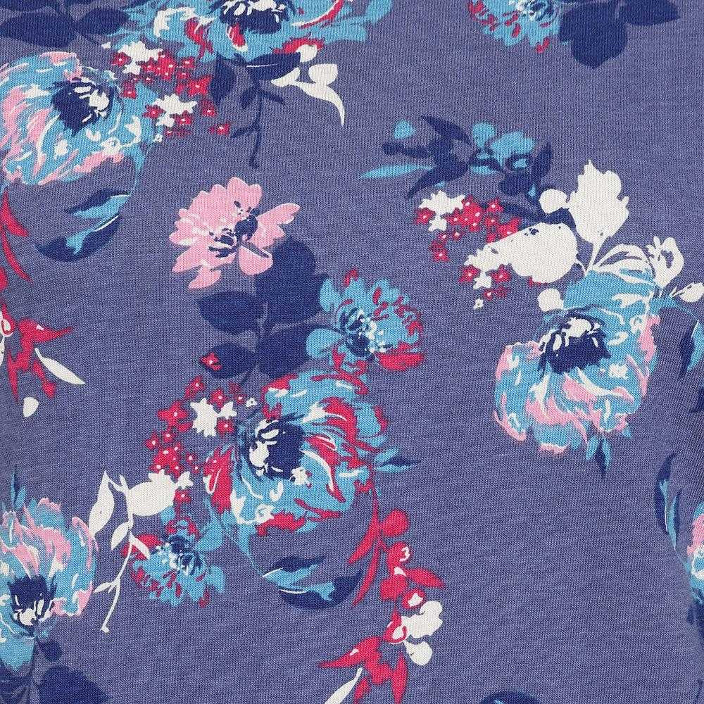Purple - Back - Lazy Jacks Womens-Ladies Fleur All-Over Print Long-Sleeved T-Shirt Dress