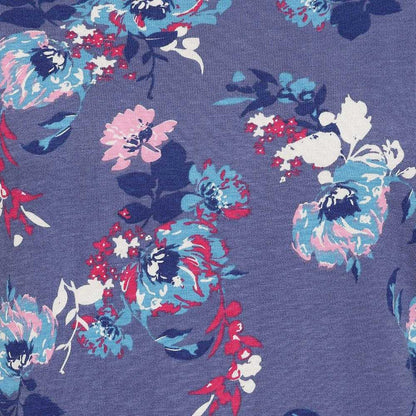 Purple - Back - Lazy Jacks Womens-Ladies Fleur All-Over Print Long-Sleeved T-Shirt Dress