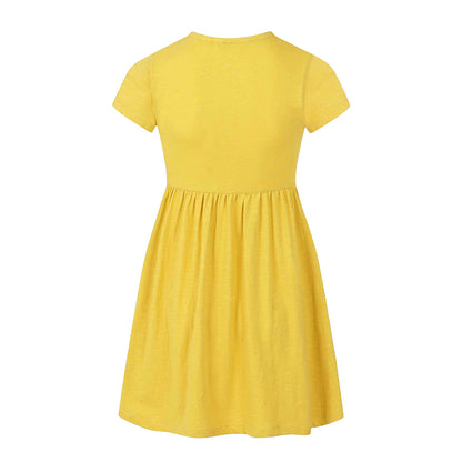 Yellow - Back - Lazy Jacks Girls Cotton Dress
