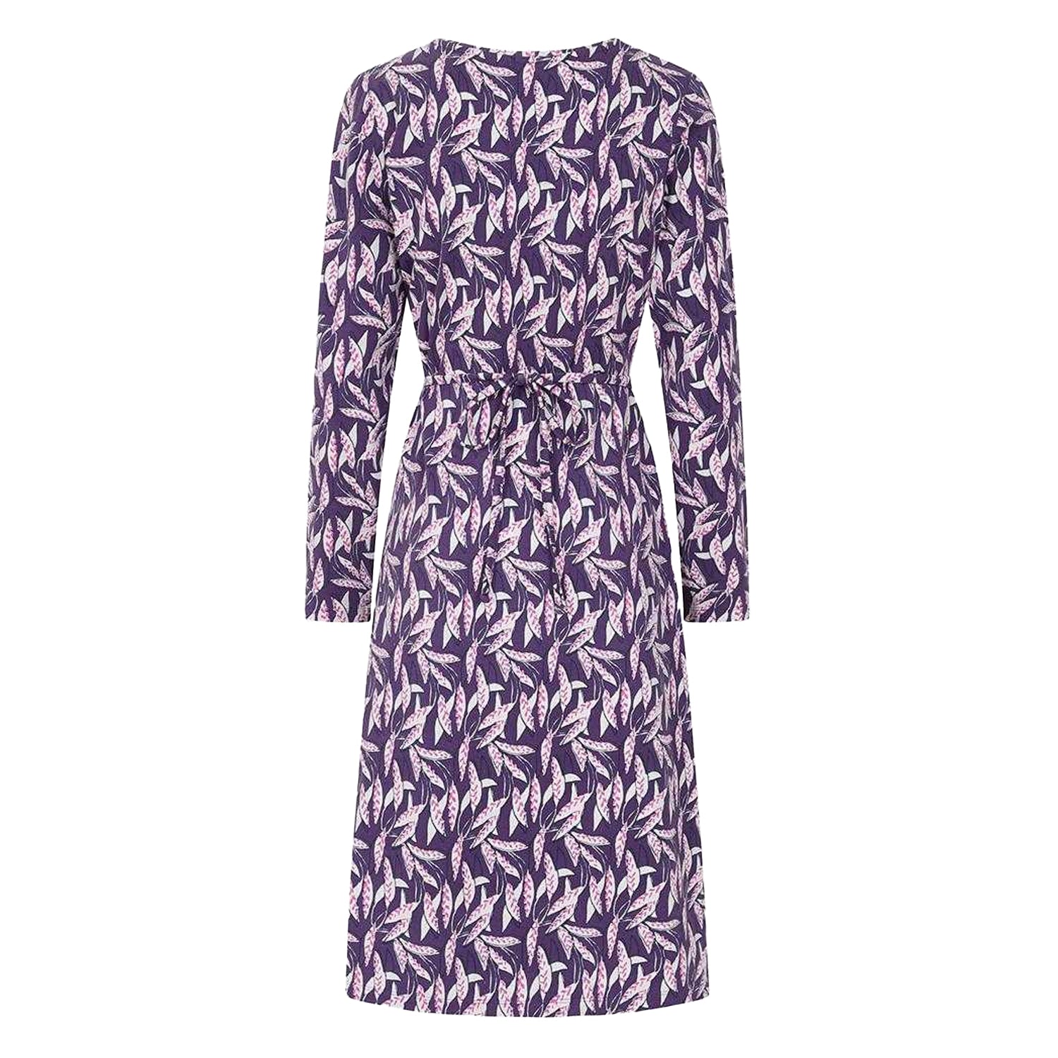 Purple - Back - Lazy Jacks Womens-Ladies Barley Long-Sleeved Midi Dress