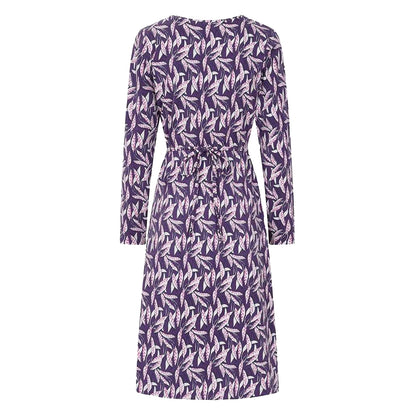 Purple - Back - Lazy Jacks Womens-Ladies Barley Long-Sleeved Midi Dress