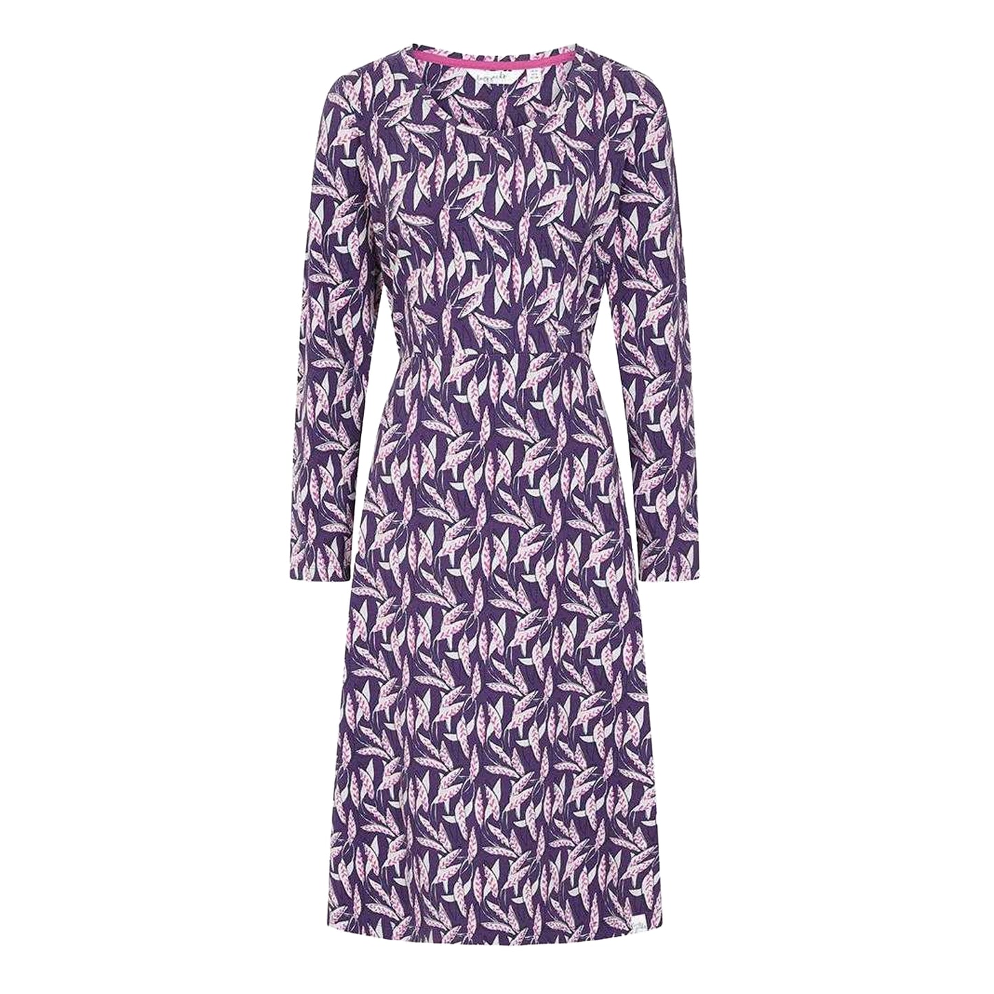 Purple - Front - Lazy Jacks Womens-Ladies Barley Long-Sleeved Midi Dress