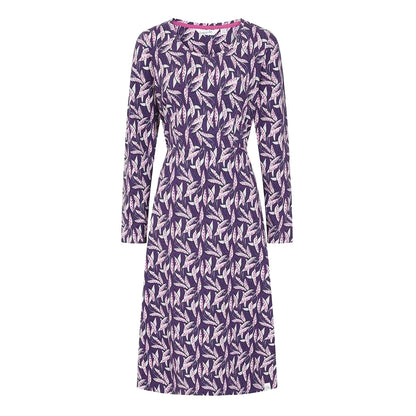 Purple - Front - Lazy Jacks Womens-Ladies Barley Long-Sleeved Midi Dress