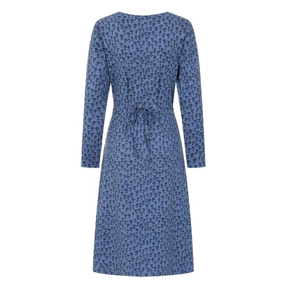 Blue - Back - Lazy Jacks Womens-Ladies Long-Sleeved Midi Dress