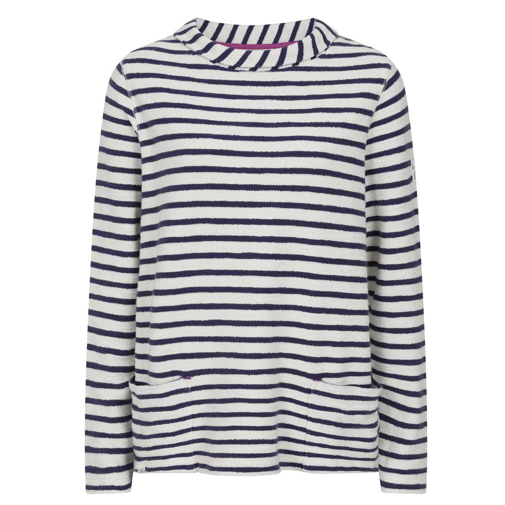 Ivory - Back - Lazy Jacks Womens-Ladies Striped Sweatshirt