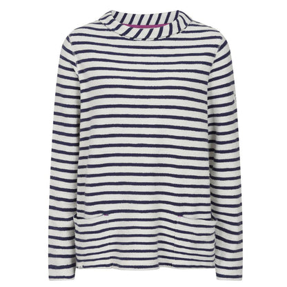 Ivory - Back - Lazy Jacks Womens-Ladies Striped Sweatshirt