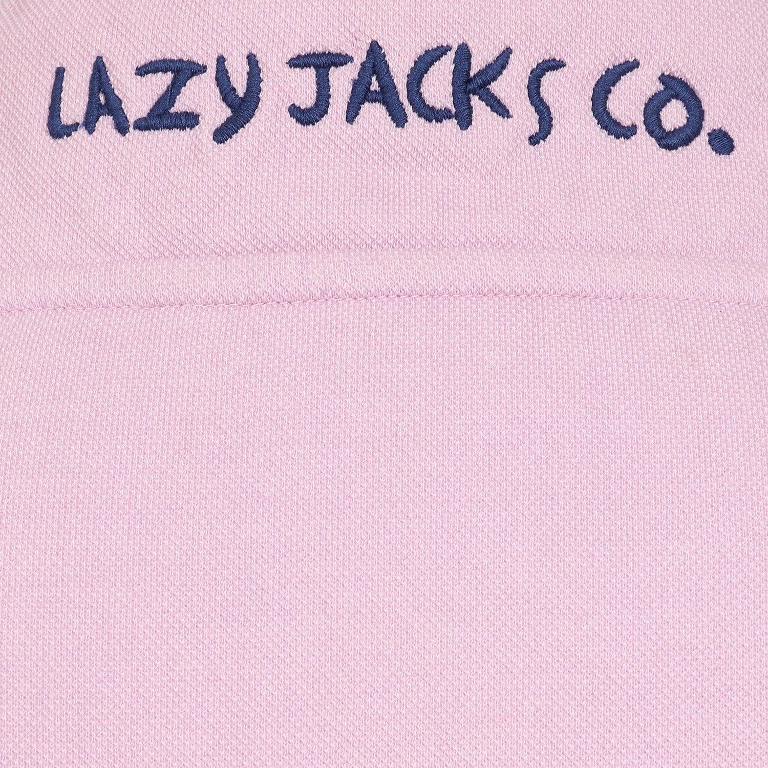 Pink - Pack Shot - Lazy Jacks Womens-Ladies Pique Button Neck Sweatshirt
