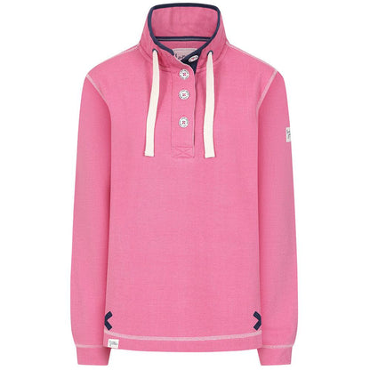 Salmon - Back - Lazy Jacks Womens-Ladies Pique Button Neck Sweatshirt