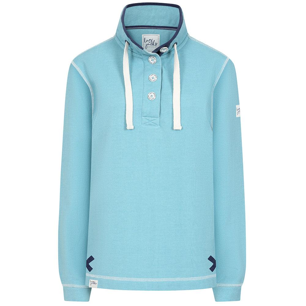 Spearmint - Back - Lazy Jacks Womens-Ladies Pique Button Neck Sweatshirt