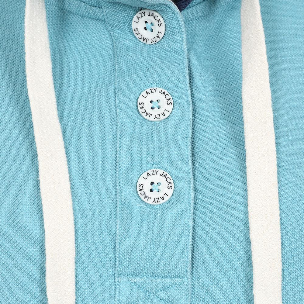 Spearmint - Side - Lazy Jacks Womens-Ladies Pique Button Neck Sweatshirt