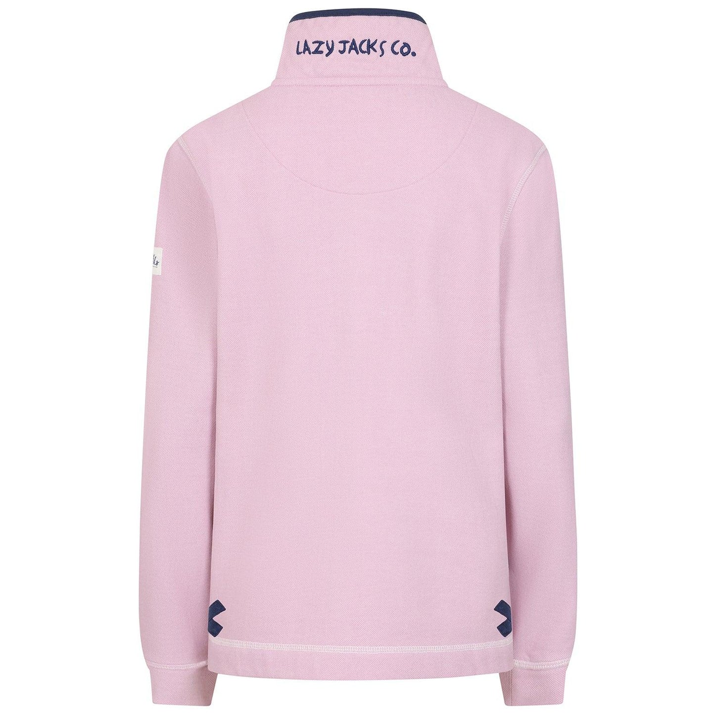 Pink - Lifestyle - Lazy Jacks Womens-Ladies Pique Button Neck Sweatshirt