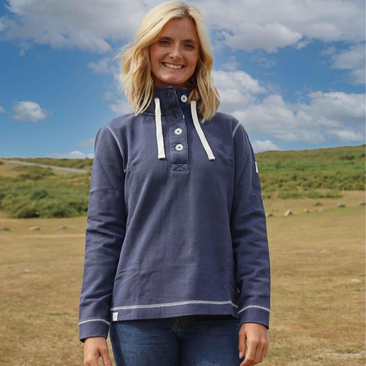 Twilight - Front - Lazy Jacks Womens-Ladies Pique Button Neck Sweatshirt