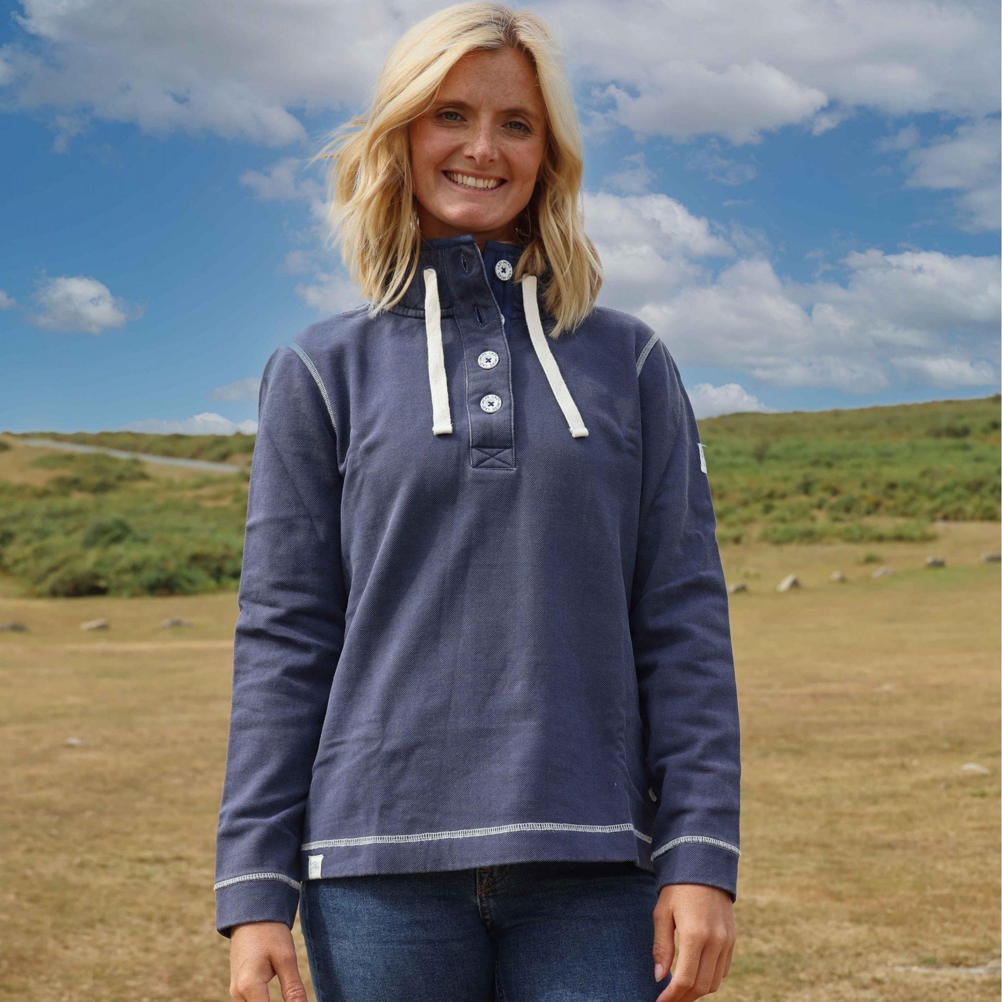 Twilight - Front - Lazy Jacks Womens-Ladies Pique Button Neck Sweatshirt