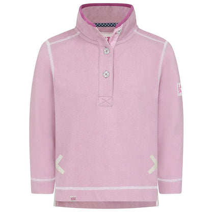 Pink - Front - Lazy Jacks Girls Pique Button Neck Sweatshirt