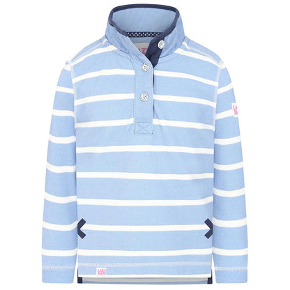 Sky - Front - Lazy Jacks Girls Striped Pique Sweatshirt