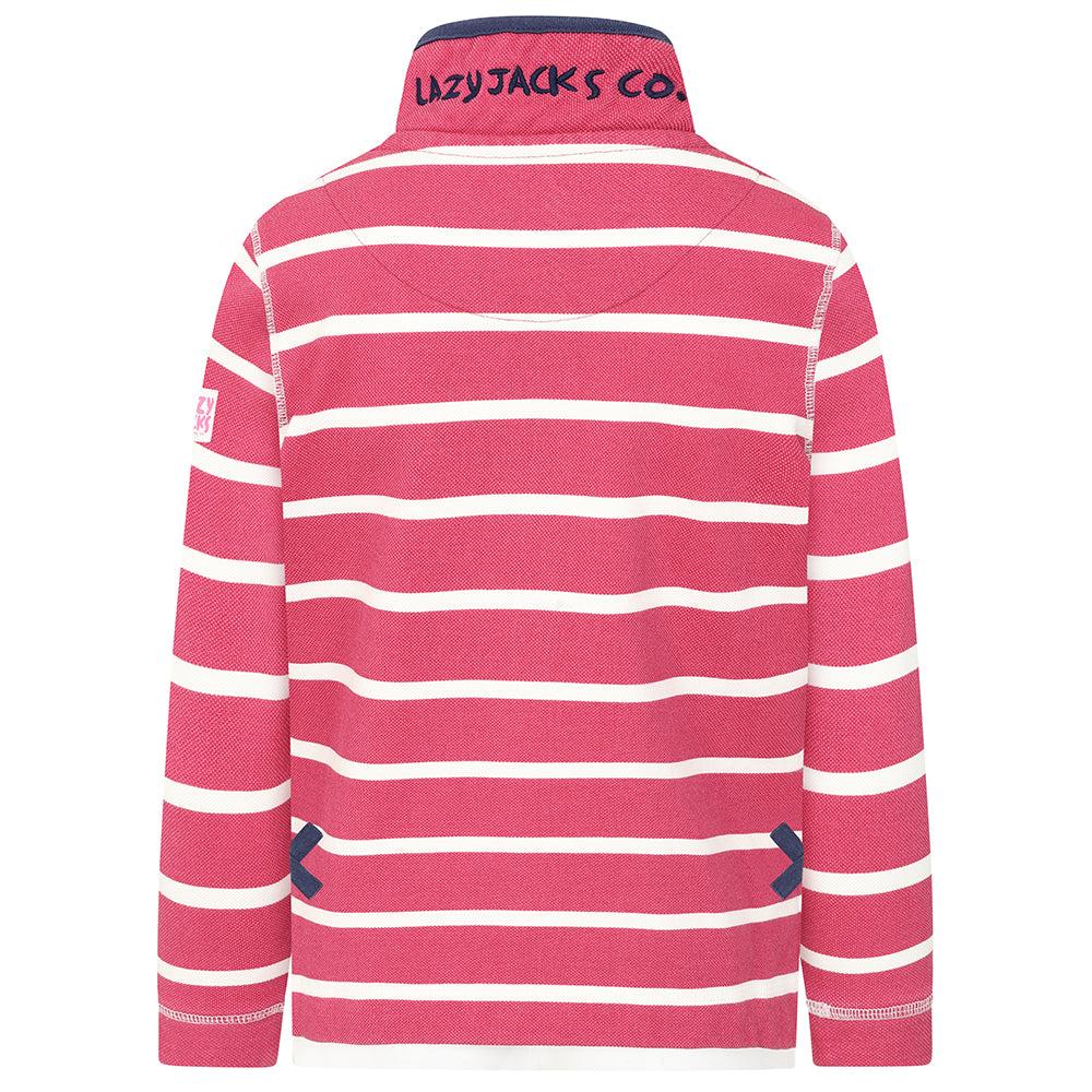 Cherry - Back - Lazy Jacks Girls Striped Pique Sweatshirt